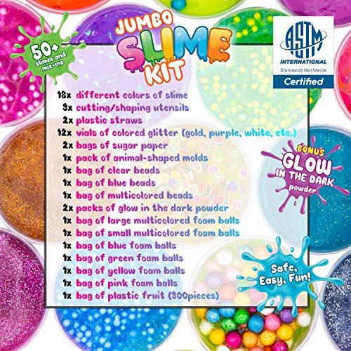 DIY Slime Kit Set para Niñas Niños, Activador Slime para Hacer Kit Slime, Cola para Slime - Fabrica de Slime - El Mejor Kit Slime Factory con que Brilla Oscuridad Bolas – 18 x Caja Sorpresa de Slime