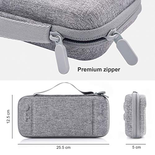 Diyife Funda para Nintendo Switch, Concha dura Estuche de Transporte Para Consola Nintendo Switch, Joy-Con 12 Cartuchos de Juego y Protector de Pantalla HD (Gris)