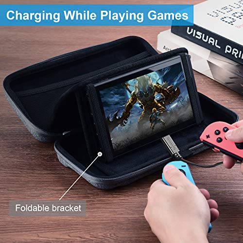 Diyife Funda para Nintendo Switch, Concha dura Estuche de Transporte Para Consola Nintendo Switch, Joy-Con 12 Cartuchos de Juego y Protector de Pantalla HD (Gris)