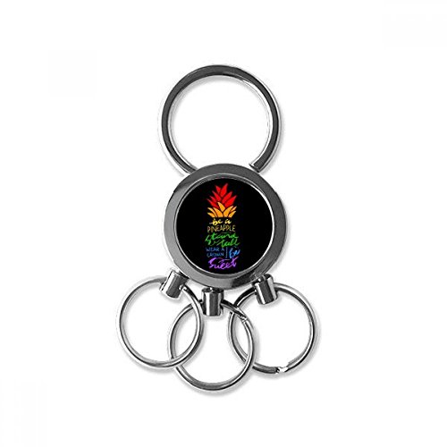 DIYthinker Piña Lgbt Arco Iris De La Bandera De Cotización De Metal De Acero Inoxidable Anillo De La Cadena Dominante Del Regalo Del Clip Del Llavero Del Coche