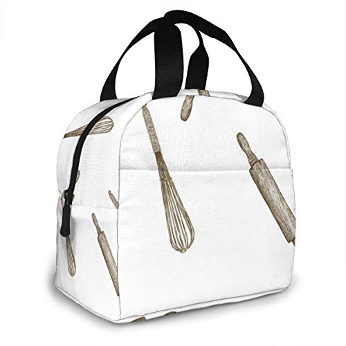 DJNGN lunch bags Panadería Cocina Boceto Bolsas de almuerzo Doble capa, 3D Impreso Enfriador Bolsa de almuerzo Caja de picnic para acampar Bolsa de asas Soporte de almuerzo Contenedor de almuerzo Enf