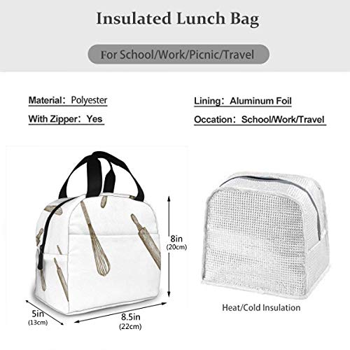 DJNGN lunch bags Panadería Cocina Boceto Bolsas de almuerzo Doble capa, 3D Impreso Enfriador Bolsa de almuerzo Caja de picnic para acampar Bolsa de asas Soporte de almuerzo Contenedor de almuerzo Enf