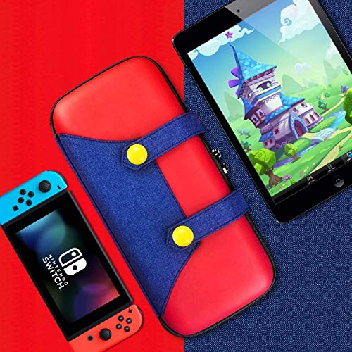 DJROLL Carrying Bag compatible con Nintendo Switch, elegante funda de transporte de carcasa dura portátil con 2 protectores de pantalla de vidrio templado, 10 ranuras para tarjetas de juego