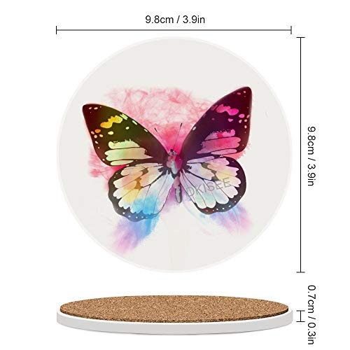 DKISEE Posavasos de cerámica con diseño de mariposa para bebidas, posavasos absorbentes con base de corcho, 6 unidades, para taza y tazas de regalo para inauguración de la casa, cumpleaños, Navidad