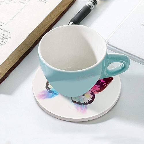 DKISEE Posavasos de cerámica con diseño de mariposa para bebidas, posavasos absorbentes con base de corcho, 6 unidades, para taza y tazas de regalo para inauguración de la casa, cumpleaños, Navidad