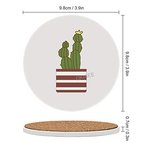 DKISEE - Posavasos de cerámica para bebidas, diseño de cactus con base de corcho, 4 unidades, para inauguración de la casa, cumpleaños, Navidad, SDS539