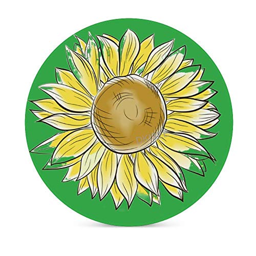 DKISEE - Posavasos de cerámica para bebidas, diseño de girasol con base de corcho, juego de 4, novedoso posavasos y tazas para regalo de inauguración de la casa, cumpleaños, Navidad, SDS254