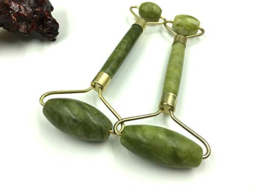 Doble Cabeza Verde Jade Rodillo Elíptico Masajeador Cara Cuello Facial Adelgazar Cara Delgada Belleza Cuidado de la Salud Herramientas Top Venta 1Pc Bao Verde