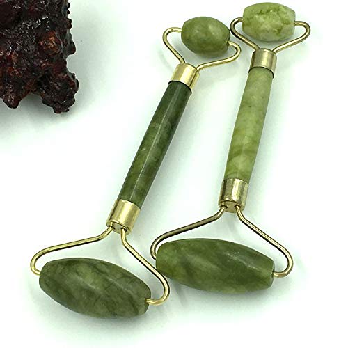 Doble Cabeza Verde Jade Rodillo Elíptico Masajeador Cara Cuello Facial Adelgazar Cara Delgada Belleza Cuidado de la Salud Herramientas Top Venta 1Pc Bao Verde