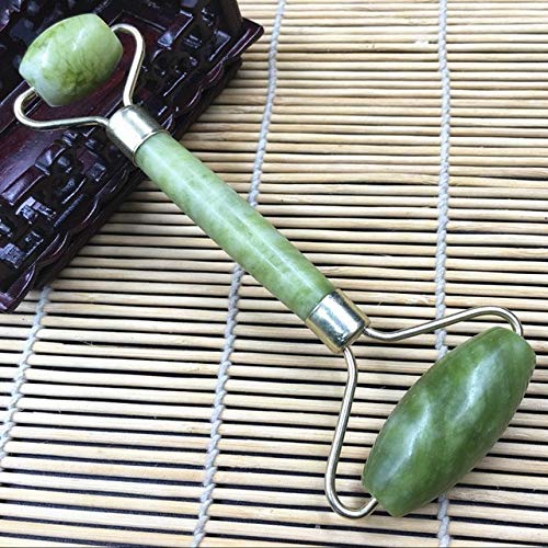 Doble Cabeza Verde Jade Rodillo Elíptico Masajeador Cara Cuello Facial Adelgazar Cara Delgada Belleza Cuidado de la Salud Herramientas Top Venta 1Pc Bao Verde