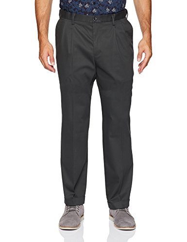 Dockers - D4 - Pantalón de pinzas para hombre, corte holgado, cómodos - Gris - 32W x 34L