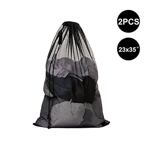 DoGeek Bolsas de Malla de Lavandería Bolsas de Lavad para Ropa Interior, Calcetines,Sujetadores, Camiseta，Ropa de Bebé (Negro, 2 pcs)