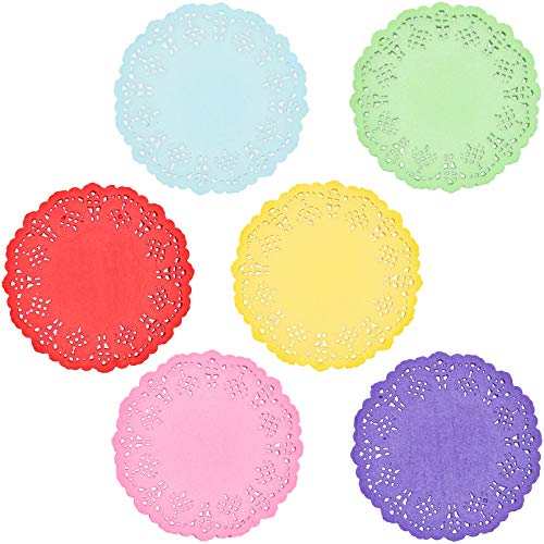 Doilies de papel redondo de encaje (6 colores, 100 unidades)