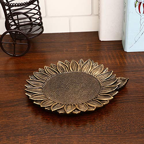 DOITOOL Bandeja de Joyería de Resina Organizador Forma de Girasol Pendiente Vintage Pulsera Anillo Plato Bocadillo Pastel Plato de Nuez Plato de Baratija Llavero para Baño Decoración del