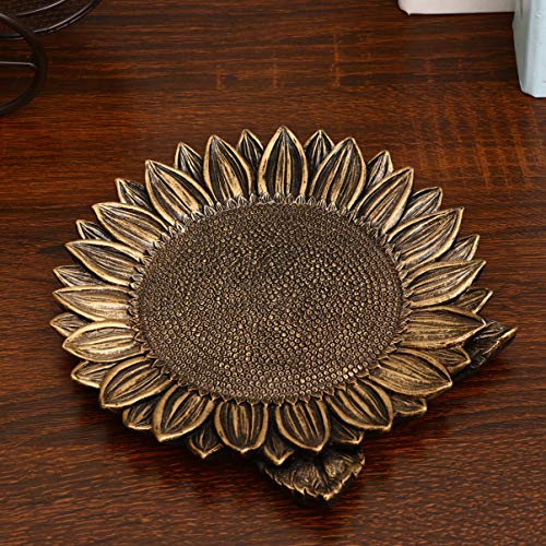 DOITOOL Bandeja de Joyería de Resina Organizador Forma de Girasol Pendiente Vintage Pulsera Anillo Plato Bocadillo Pastel Plato de Nuez Plato de Baratija Llavero para Baño Decoración del