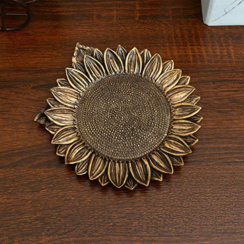 DOITOOL Bandeja de Joyería de Resina Organizador Forma de Girasol Pendiente Vintage Pulsera Anillo Plato Bocadillo Pastel Plato de Nuez Plato de Baratija Llavero para Baño Decoración del