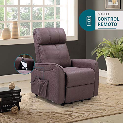 Don Descanso - Sillón Reclinable Eléctrico Padua con Función Levantapersonas 40º y Reclinable 160º. Estructura Robusta. Ideal para Personas Mayores [Incluye Mando]