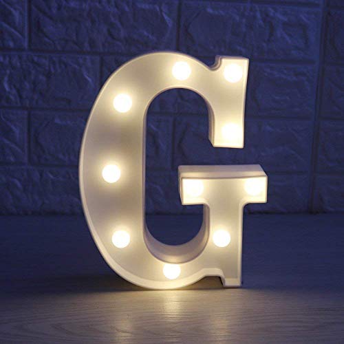 DON LETRA Letras Luminosas Decorativas con Luces LED, Letras del Alfabeto A-Z, Altura de 22cm, Color Blanco - Letra G