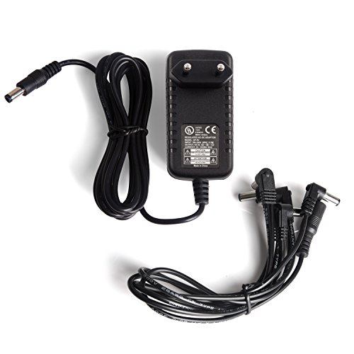 Donner® Adaptador de fuente de alimentación para pedal de efectos de guitarra, salida 9V DC, con cable de conexión en cadena de 5 vías