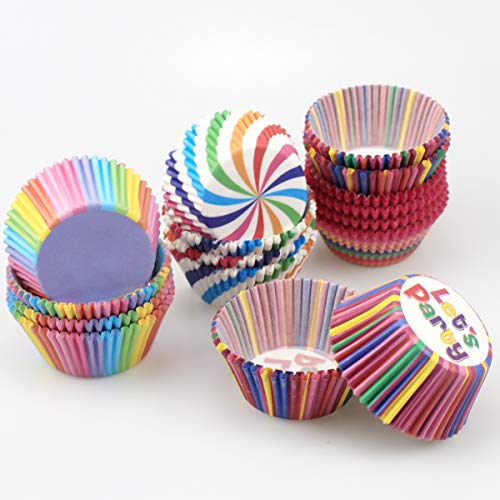 Dopkav 400 Pcs Papel para Magdalenas, Papel para Cupcakes, Papel para Muffin Arcoíris, Moldes para Hornear, Moldes para Pastelería para Hornear Pastel Tarta Cumpleaños Bodas Fiesta