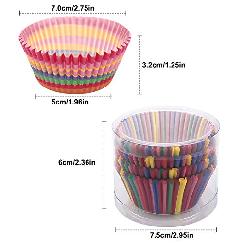 Dopkav 400 Pcs Papel para Magdalenas, Papel para Cupcakes, Papel para Muffin Arcoíris, Moldes para Hornear, Moldes para Pastelería para Hornear Pastel Tarta Cumpleaños Bodas Fiesta