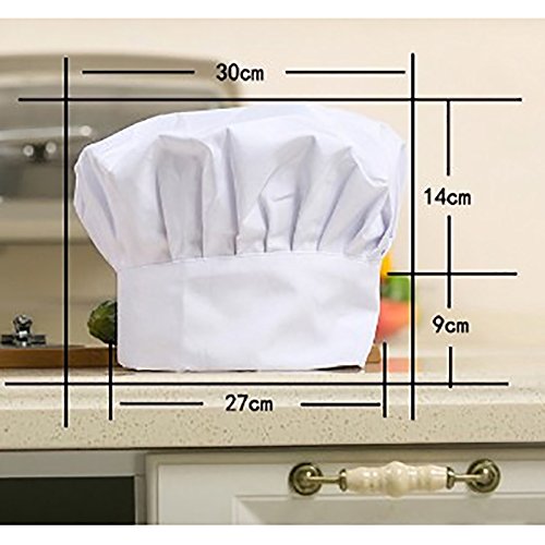 Dosige Chef Hat Hotel Camarero Suministros de Cocina Tienda de Pasteles Gorro de Tela Hombres y Mujeres Chef Trabajo Tapa Plisada Tapa de Seta（Negro+Patrón de Pimiento Rojo pequeño）