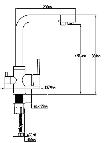DP Griferia - Grifo de cocina de caño alto con sistema de osmosis, doble salida