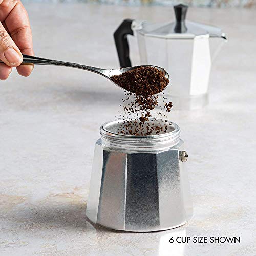 Dpower Cafetera Italiana Cafetera Italiana Espresso 6/12 Tazas Cafetera Moka Clásica Adecuada para Cocina/Estufa de Gas Uso Doméstico y en la Oficina Plata