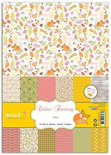 DraEGER Paris 1886 Foxy - Papel impreso para otoño, naranja y verde, talla única