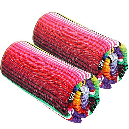 Dreamtop - Camino de mesa mexicano (2 unidades, 35,6 x 213,4 cm, algodón con flecos coloridos, 8 colores, 16 pzas, banderines de fiesta, para fiestas mexicanas, bodas, cocinas al aire libre)