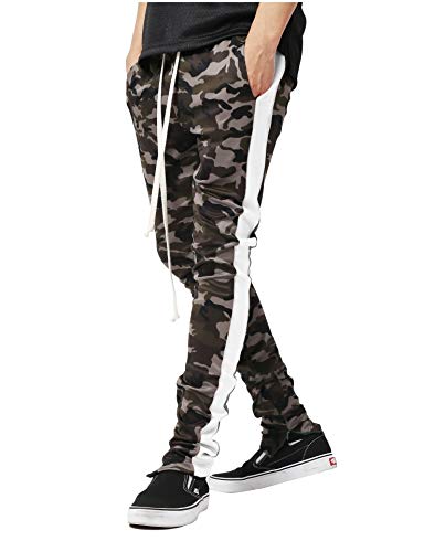 DressUMen Camo bolsillos raya de tiras de puntada plus - pantalónes tamaño del basculador para Hombres Blanco Pequeño