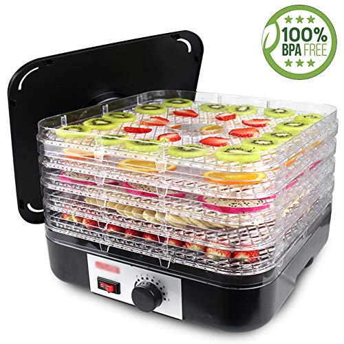 DRYER Deshidratador De Alimentos, MáQuina De Frutas Secas DoméSticas Bandeja De Calidad Alimentaria De 5 Capas para Secador De Verduras/Carne BPA-Free