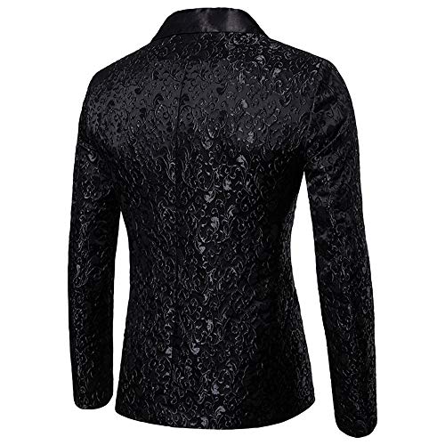 DuangDuang - Traje de solapa para hombre, color puro, estilo jacquard, estilo formal