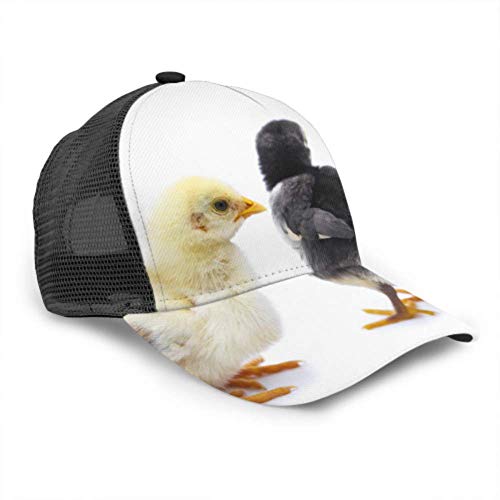 DUKAI Gorra de béisbol Hombres Mujeres, Adorable Pollito Negro de pie Mientras Amarillo Ajustable Trucker Mesh Summer Vented Baseball Sun Cap Sombrero Sombreros de Sol para Hombres