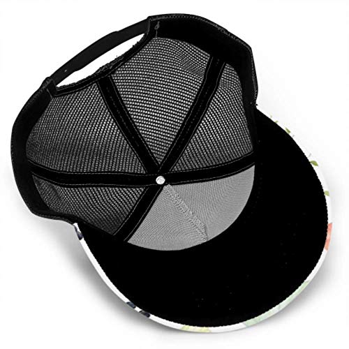 DUKAI Gorra de béisbol Hombres Mujeres, Colección Vector Flores Ranunculus Anémona Suculenta Ajustable Trucker Mesh Summer Vented Baseball Sun Cap Hat Sombrero Gorras de béisbol para Hombre