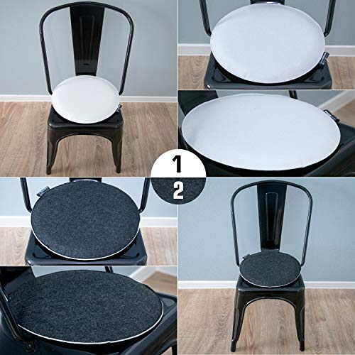 DuneDesign 25mm Cojín Asiento Fieltro Redondo Ø 35cm Set Reposo Silla (Negro)