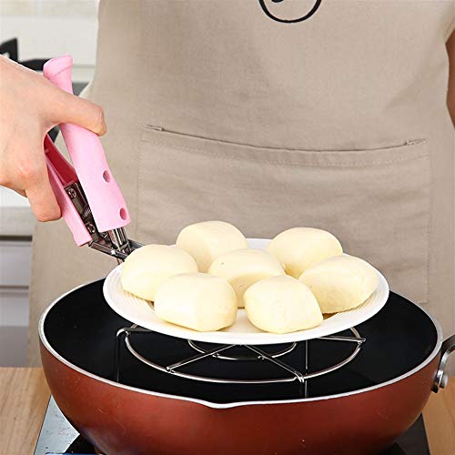 DUO ER Nueva Cocina antiescaldadura Placa Tazón Pinza Plato sostenedor de pote Carrier Clip de la Abrazadera de la manija de Utensilios de Cocina Cooking Titular de Picnic Brazo (Color : Pink)