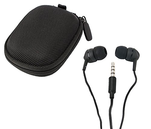 DURAGADGET Pack Funda Rígida + Auriculares In-Ear Negros con Cable Smartphone/Tablet/iPod / MP3