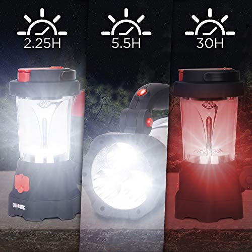 Duronic Hurricane Farol de Camping Recargable por Dinamo y USB con Linterna LED, Farol de Mano, Lámpara de 10 LED, Señal de Emergencia Roja Intermitente, Linterna de 3 LED