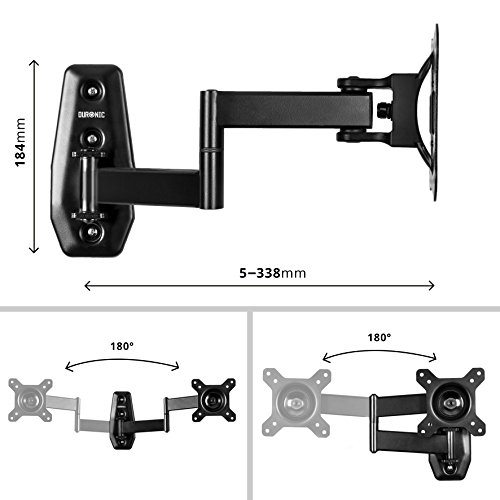 Duronic TVB1120 Soporte TV de Pared Ultra Delgado Inclinable y Giratorio para Pantallas, Monitor de 13" a 30" Pulgadas hasta 18 kg de Peso - Montaje Solo Compatible con VESA 100 - VESA 75