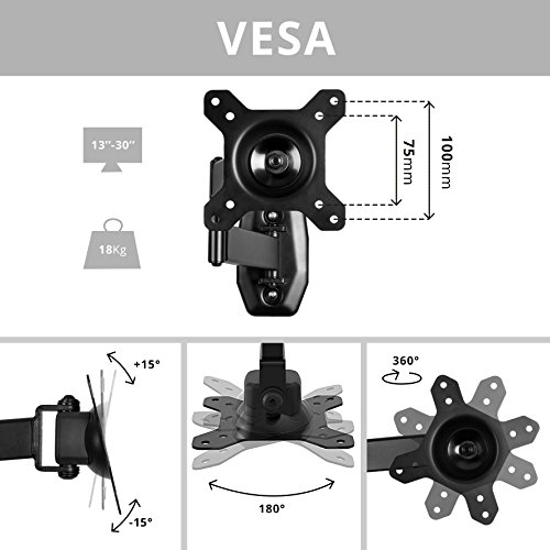 Duronic TVB1120 Soporte TV de Pared Ultra Delgado Inclinable y Giratorio para Pantallas, Monitor de 13" a 30" Pulgadas hasta 18 kg de Peso - Montaje Solo Compatible con VESA 100 - VESA 75