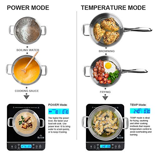 Duxtop Placa de Inducción Portátil, 2100W Cocina Electrica Portatil, Hornillo Eléctrico, Panel de Control Táctil con Pantalla LCD, Temporizador de 10 Horas, Bloqueo de Seguridad, 9600LS