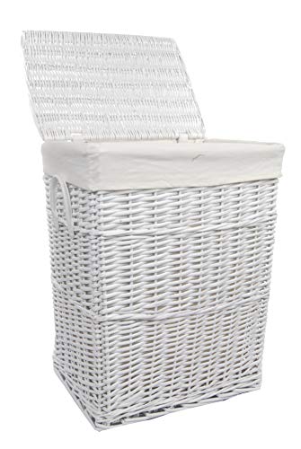 DVier VWWK-08WRt-b - Cesto para la colada (mimbre, rectangular, con tapa, asa, 60 L, 40 x 30 x 55 cm), color blanco