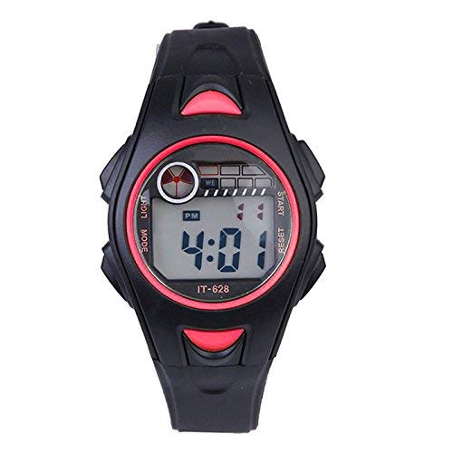 Dxlta Relojes de Pulsera niños - Electrónicas Multifuncional 30m Impermeable Reloje - Deporte Negro/Rosa