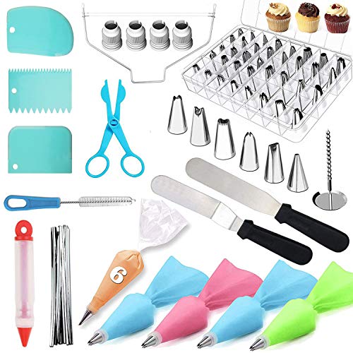 DZONMG Kit de Suministros para Decoración de Tartas, Kits de Puntas de Boquillas paraTartas, para Principiantes, Kit de Decoración para Cupcakes, Herramientas para Hornear Pasteles (76 Piezas)