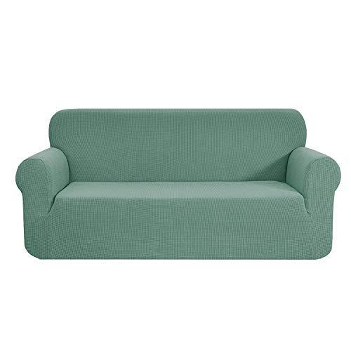 E EBETA Funda de sofá, Tejido Jacquard de poliéster y Elastano, Funda de Clic-clac elástica Cubiertas de sofá de 3 Plaza (Verde Claro, 185-235 cm)
