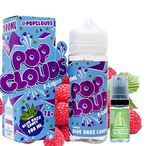 E Liquid POP Clouds Blue Razz 100ml - 70vg 30pg - booster shortfill + ELiquid The Boat 10 ml lima limón - Pack de 2 líquidos para cigarrillo electrónico.