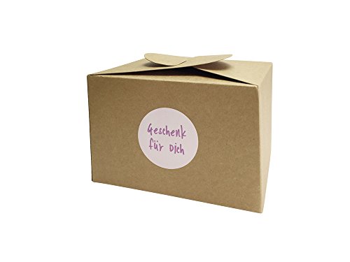 EAST-WEST Trading GmbH - Juego de 12 cajas de cartón natural, incluye 24 pegatinas de regalo para pasteles, galletas, cupcakes y todo tipo de regalos