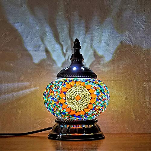 Easttime up Bombilla Tabla Mosaico de Turquía Lámpara Artesanal de Vidrio Multicolor del Estilo de Tiffany lámpara de cabecera llevó Decorativo,Style 1