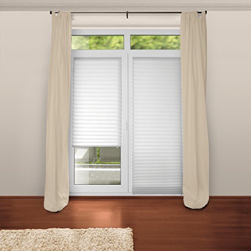 Easy-Fensterfix® – Persiana plisada – Persiana enrollable de papel – sin agujeros – para puertas de ventana – blanco – hasta 121 cm